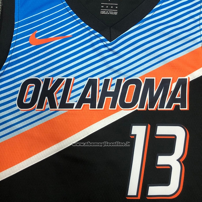 Maglia Oklahoma City Thunder Paul George #13 Citta 2020-21 Nero